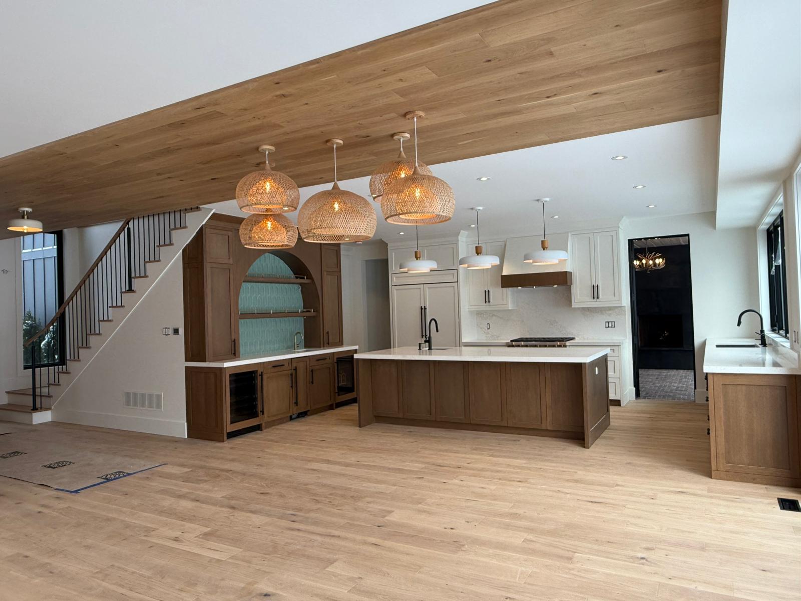 white and brown kitchen cabinet
